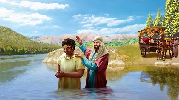 ნათლავდნენ წყლით იოანე, იესო, მოწაფეები